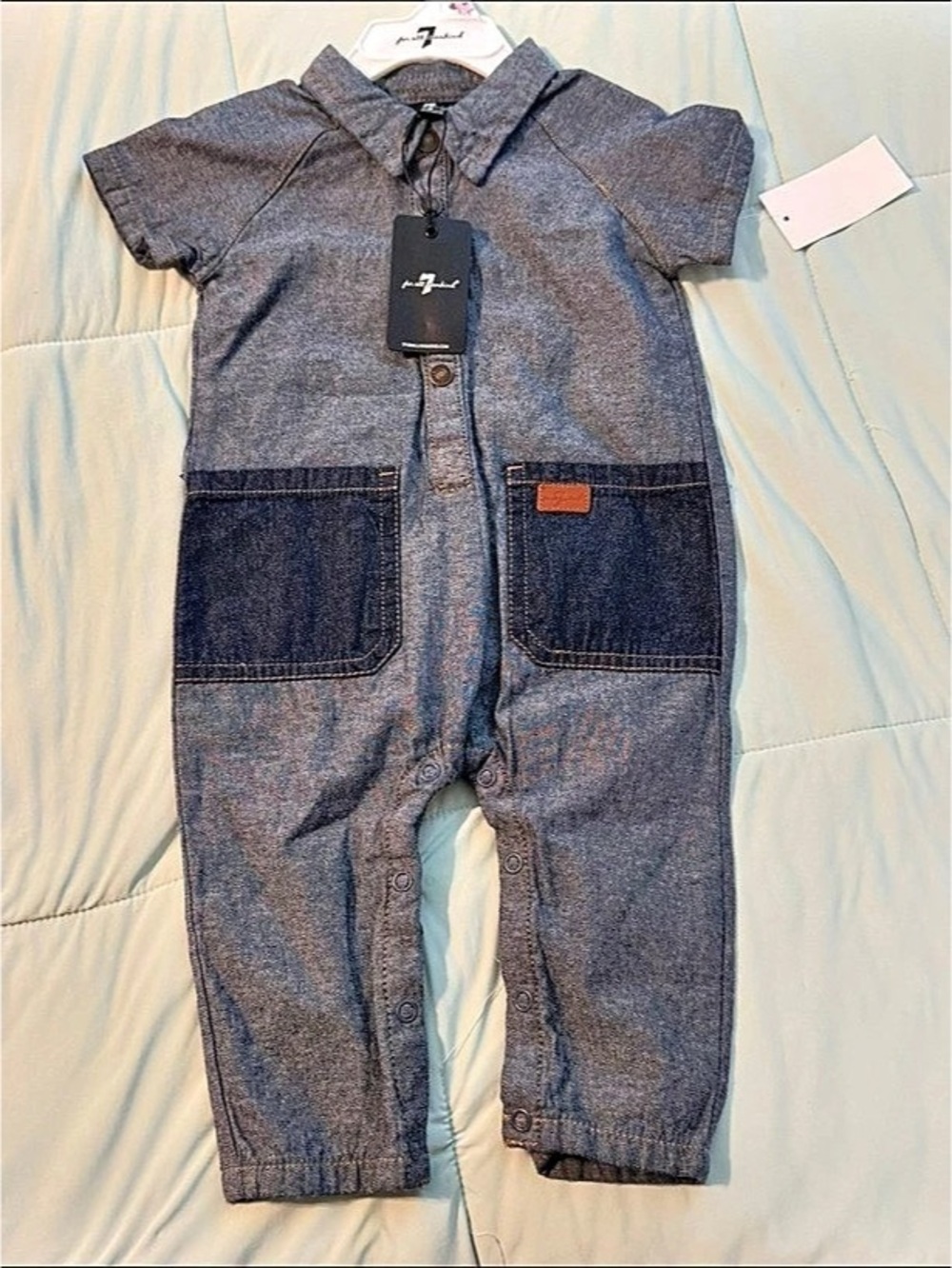 7 for all mankind Baby Denim Romper Size 6/9M NWT
